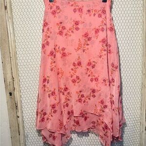 Free People Pink Floral Midi Skirt